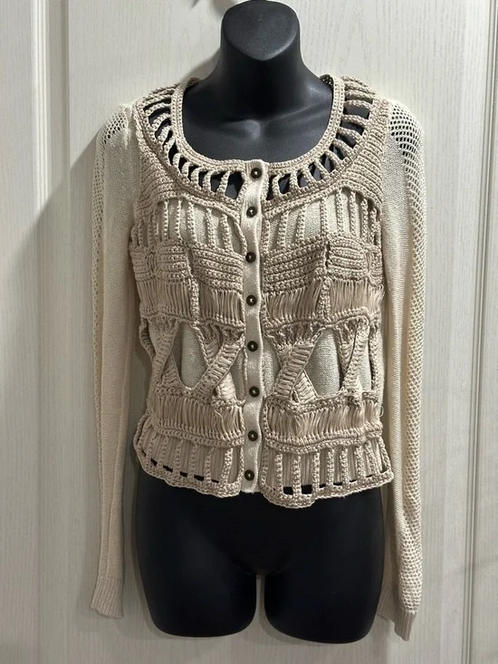 AllSaints Spatialfields Frivolite Cream Cardigan - Picture 1 of 5